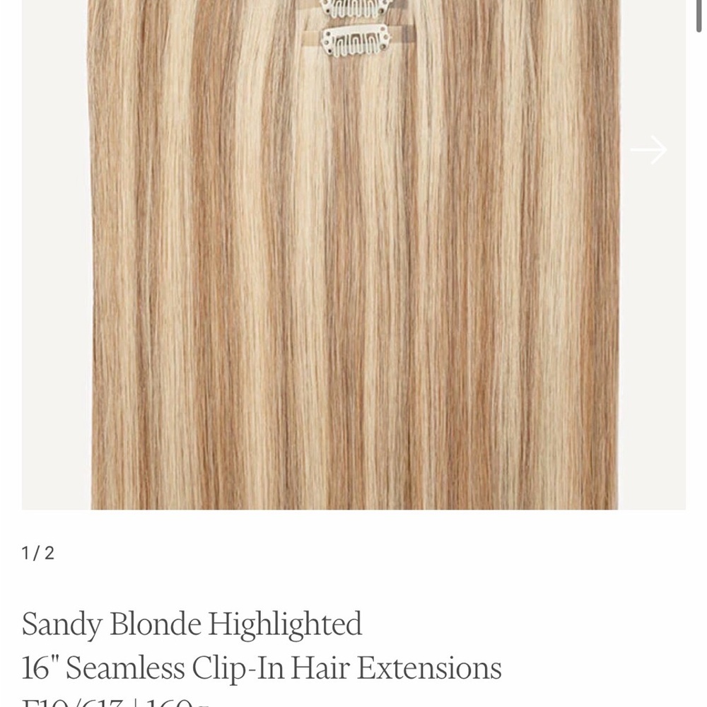 Milk and blush Sandy Blonde highlighted 16” seamless Clip-In Hair Extensions